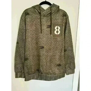 oc orderplus Hoodie / Sweatshirt ~ Brick Pattern ~ Green Combo ~ Sz Large